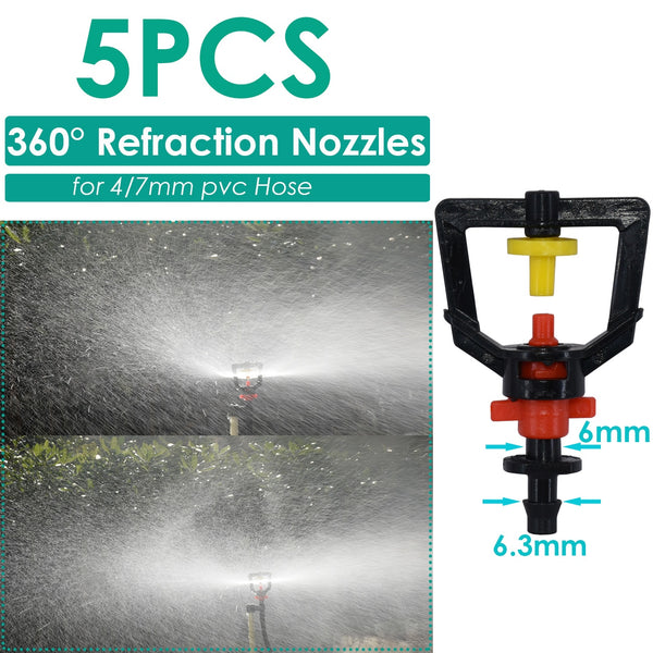 KESLA 5PCS Greenhouse 360 Refraction Micro Nozzle Garden Drip Irrigation Misting System Hanging Humidifier Sprayer w 4/7mm Barb KESLA 5PCS Greenhouse 360 Refraction Micro Nozzle Garden Drip Irrigation Misting System Hanging Humidifier Sprayer w 4/7mm Barb