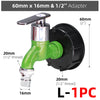 S60 IBC Tank Tap Coarse Thread x 16mm 1/2'' 3/4'' Water Coupling Quick Connect Adapter Garden Replacement Valve Fitting Faucet