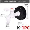 S60 IBC Tank Tap Coarse Thread x 16mm 1/2'' 3/4'' Water Coupling Quick Connect Adapter Garden Replacement Valve Fitting Faucet