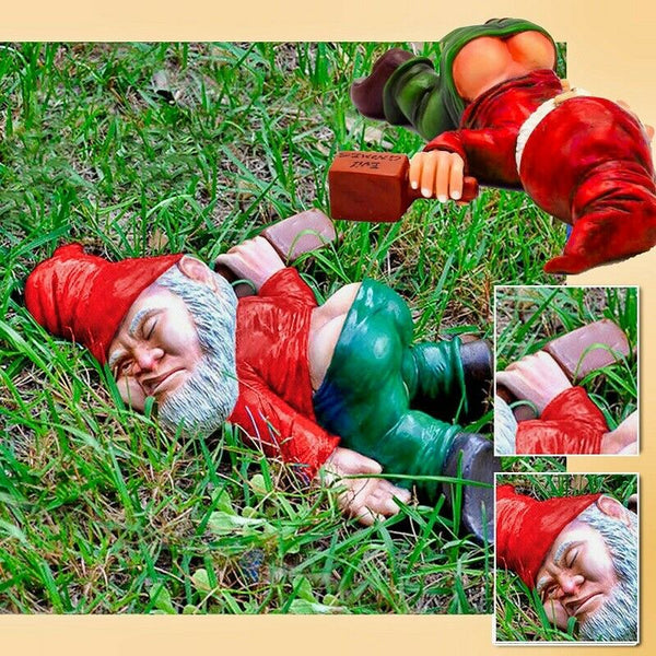 Creative Drunk Garden Gnome Patio Ornament Funny Rude Drunken Disorderly Statue Figurine Garden Accessories Decoration