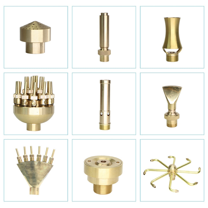 RBCFHl 15 Types of Fountain Nozzles Brass Sprinklers Garden Pond Rotating Copper Nozzles Head for Outdoor Park Water Ornaments