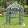 Green House Walk in Outdoor Household Plant Gardening Greenhouse Warm Room PVC 2 Tiers 8 Shelves Window And Anchors Include