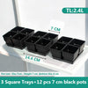 Meshpot 2 3 4 Inches Square Plastic Succulents Planter Pots With Tray Set,Nursery Pot Cactus Plant Pot Garden Pot