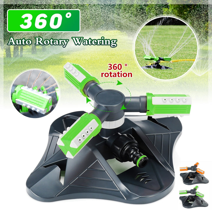 3 Arms 360° Automatic Garden Sprinklers Watering Grass Lawn Rotary Nozzle Rotating Water Sprinkler System Garden Supplies